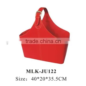 Cheap High Quality Decorative Leather Red Storage Baskets thumbnail-1