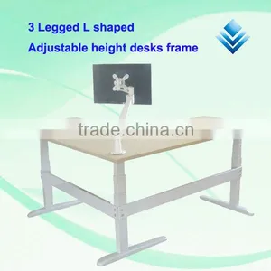 3 Legged L Shaped Electric Adjustable Height Desks Frame, Black 3 Legged Sit/stand Desk Frame thumbnail-1