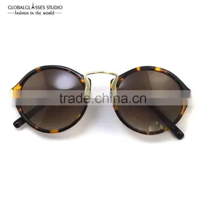 Gold Metal Bar Fashion Designer Sun Glasses Brand Unisex Honey Round Sunglasses With Polarized Lenses Lunette De Soleil 6605C thumbnail-3