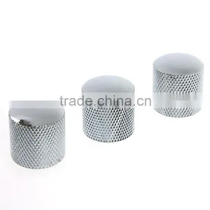 3PCS Chromed Metal Dome Knobs Knurled Barrel for Electric Guitar Parts Silver thumbnail-6
