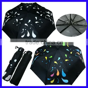 2017 New Beautiful Colorful Butterfly Printing Automatic 3 Fold Colour Changing Portable Umbrella thumbnail-5
