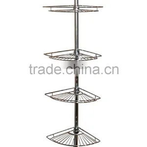 Tension Pole Shower Corner Caddy In Teak/Oil Rubbed Bronze thumbnail-1