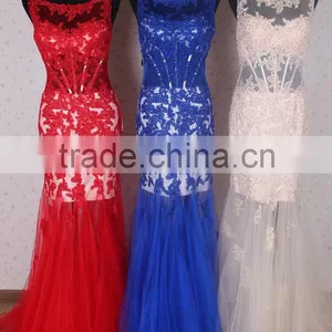 Elegant Beautiful Embroidery Transparent Back Design Elegant Evening Summer Dresses thumbnail-5