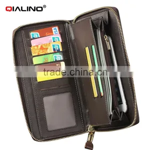 QIALINO Wholesale Zip Wallet Luxury Ostrich Leather for Iphone Case Wallet Handbag thumbnail-5