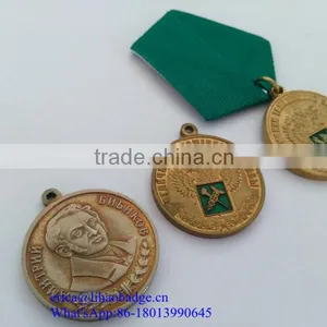 Personalized Russian Style Pressing Flat Iron Brass Diamante Rhinestone Military Russia Medals With Ribbon thumbnail-2