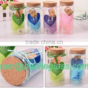 Glass Bottle Container With Natural T-Corks Wood Tops thumbnail-1