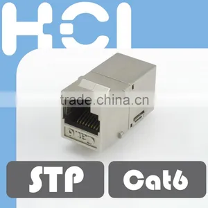 Taiwan Supplier RJ45 Cat6 180 Degree Shielded STP Straight Keystone Coupler thumbnail-1