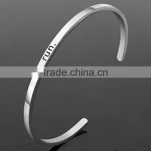 Top Selling White Gold Plated Stainless Steel Bangle Bracelet thumbnail-1