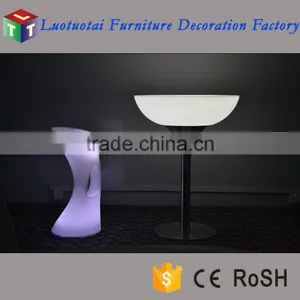Illuminated RGBW Color Change Remote Control Round Led Cocktail Table thumbnail-6