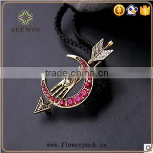 Moon Red Alloy Brooch Women thumbnail-2