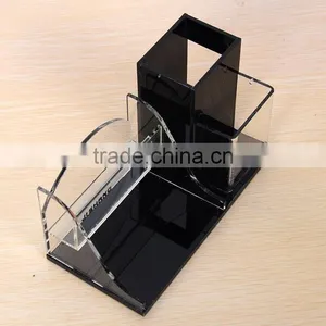 Multifuction Acrylic Pen Holder,Black And Transparent Plastic Pen Holder thumbnail-1