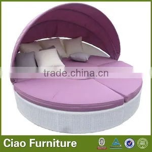 Outdoor Furniture Wicker Sunbed Round Daybed With Canopy thumbnail-2
