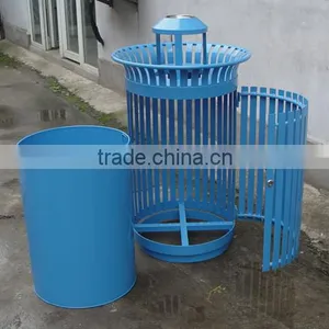 Arlau Steel Metal Cylinder Trash Bin thumbnail-5