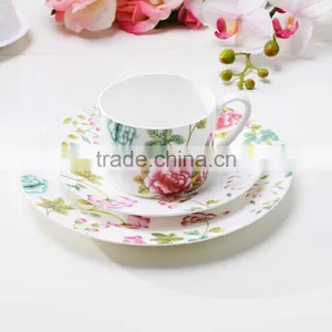 Beauty Flower Porcelain Ceramic Coffee Cups Saucers and Flat Plate thumbnail-1
