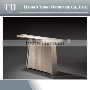 Simple Design Stone Console Table With Tempered Glass thumbnail-5