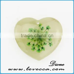 New Fashion Heart Shape Transparent Real Flower Resin Charm Pendants thumbnail-1