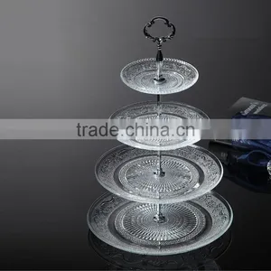 Crystal Glass Charge Plate With Metal Stand Rack Set for Wedding Party thumbnail-4