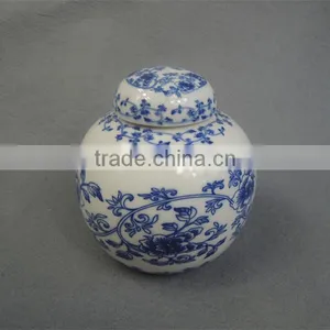 Nice Traditional Funeral Urn With Blue and White Ceramic thumbnail-1