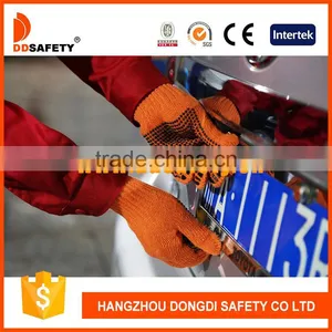 Orange Cotton Plyester Gloves With Pvc Dots Safety Gloves thumbnail-2
