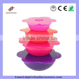 4 Pcs Flower Shaped Plastic Bowl Set thumbnail-1