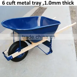 America 6cuft Metal Wheelbarrow With Wooden Handles thumbnail-1