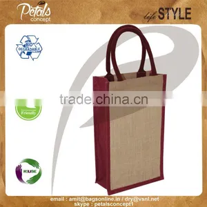 Jute Wine Bag With Padded Rope Handle for Two Bottle thumbnail-3