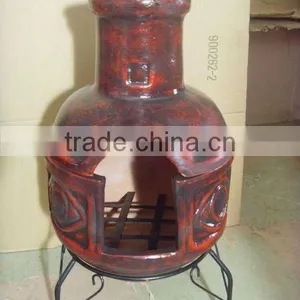 Clay Chimney With Metal Stand, Fire Shelf and Lid thumbnail-1