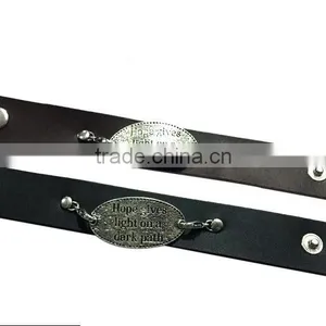 Custom Words Charms Leather Bracelet,antique Men Leather Bracelets,stylish Leather Wristband thumbnail-3