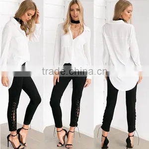 4508 Runwaylover Europe Hot Sale Ladies Tie up Tight Leggings Pant thumbnail-3
