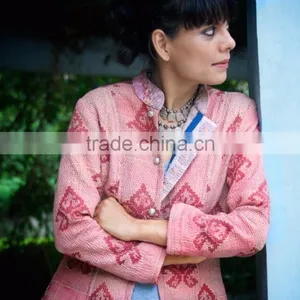 Vintage Kantha Long Accent Jacket in Dirty Pink ~ Medium thumbnail-3