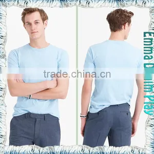 2017 Latest Men Plain Custom Fit High Grade Solid Color O-Neck T-Shirts thumbnail-3