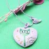 Fish & Cat Printed Heart Necklaces Set Paypal !!! thumbnail-1