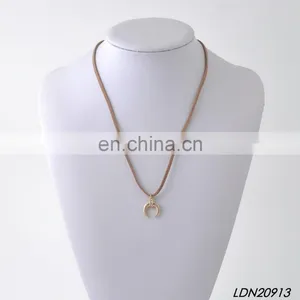 Fashion Gold Crescent Pendant Necklace Bohemian Suede Necklace Minimalist Necklace thumbnail-1