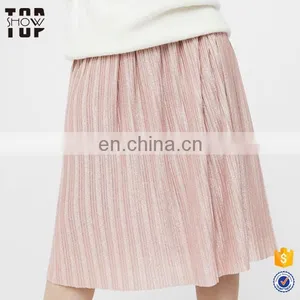 Wholesale Long Skirts Women Long Pleated Skirt Metallic for Ladies thumbnail-1
