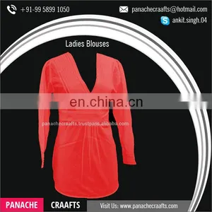 Latest Trendy Promotional 100% Cotton Designer Woman Blouse thumbnail-4