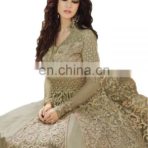 2017 Wedding Parrty Wear Net Anarkali Style Lehenga Suits (Semi-Stitched) thumbnail-2
