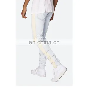 DiZNEW White Mens Wholesale Track Scratch Denim Jeans Pants For Men thumbnail-2