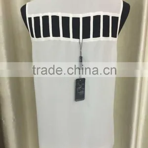 Back Cage Chiffon Blouse With Lace Sleeveless O-neck 2016 New Fashion thumbnail-2