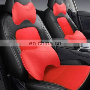 Car Conversion Interior Accessories Burgundy Memory Foam Imitation Fiber Leather Car Mat and Seat Cover Supplier in China thumbnail-5