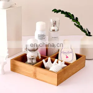 Custom Desktop Earrings Bead Coin Makeup Cosmetic Jewelry Sneaker Tea Organizer Home Cross Storage Wooden Bamboo Cube Boxes thumbnail-1