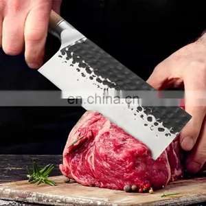 Professional Custom 6.5 Inch Kitchen Meat Cutting Knives Double Steel Head Wood Handle Stainless Steel Small Cleaver Knife thumbnail-3