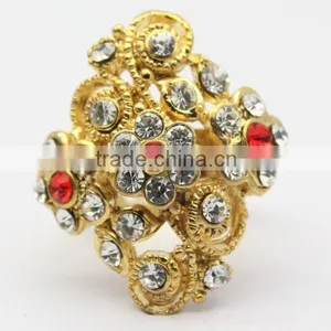 New Style Yellow Gold Ring With Red and White Diamond thumbnail-1