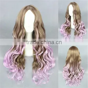 High Quality 80cm Long Wave Pink Mixed Synthetic Anime Lolita Wig Cosplay Costume Fashion Hair Wig Party Wig thumbnail-1