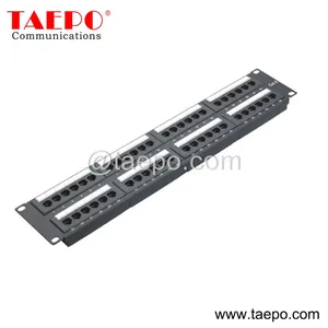 19 Inch 2U 48 Port CAT5E CAT6 RJ45 UTP Network Patch Panel With 2 Cable Management thumbnail-1