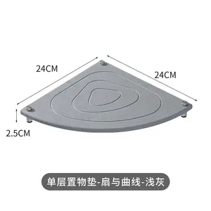 Custom OEM ODM 2-Tier Fan-Shape Bathroom Corner Diatomite Absorbent Stone Drying Rack thumbnail-5