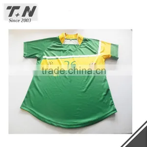 Hot Sale Full Sublimation Printed Rugby Jersey Green and Yellow thumbnail-1
