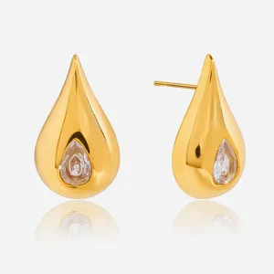 Geometric Gold/Silver Plated Stainless Steel Hoop Earrings for Couples thumbnail-5