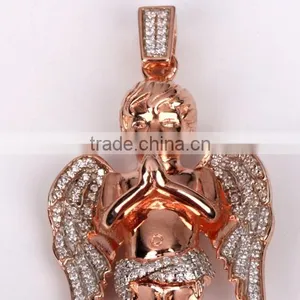 2015 Hot Sell Gold Diamond Angel Meaningful Pendant Necklace thumbnail-6