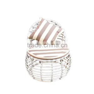 Round Shaped Outdoor Leisure White Soft PE Rattan Material Bali Synthetic Rattan Furniture thumbnail-2