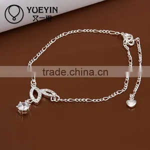 2014 Fancy Sterling Silver Babys Diamond Anklet thumbnail-1